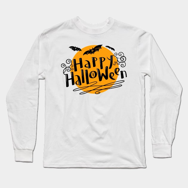 Happy Halloween Bats Long Sleeve T-Shirt by uppermosteN